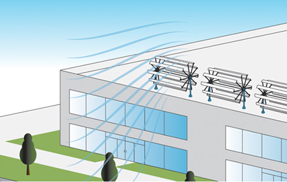 The windmills of the Texas based company Broadstar can be installed on roof tops